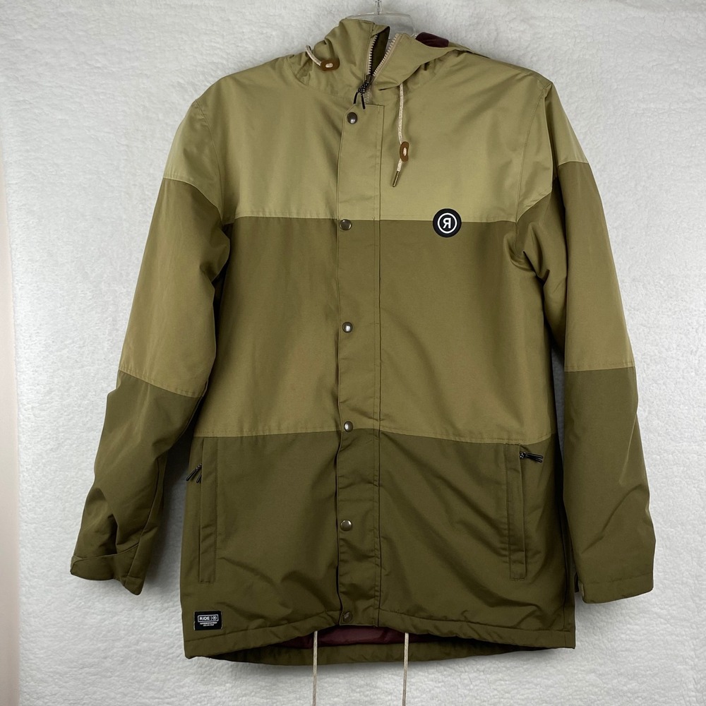Ride Snowboards 10K Outerwear Division Jacket Mens Large Olive Tan Colorblock